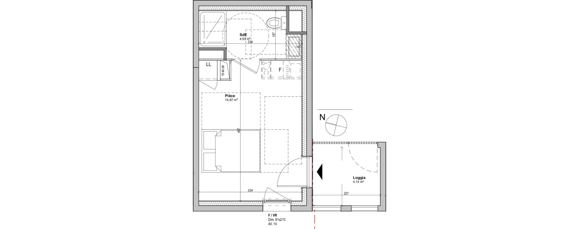 Appartement T1 de 19,50 m2 &agrave; Saint-&Eacute;tienne La manufacture
