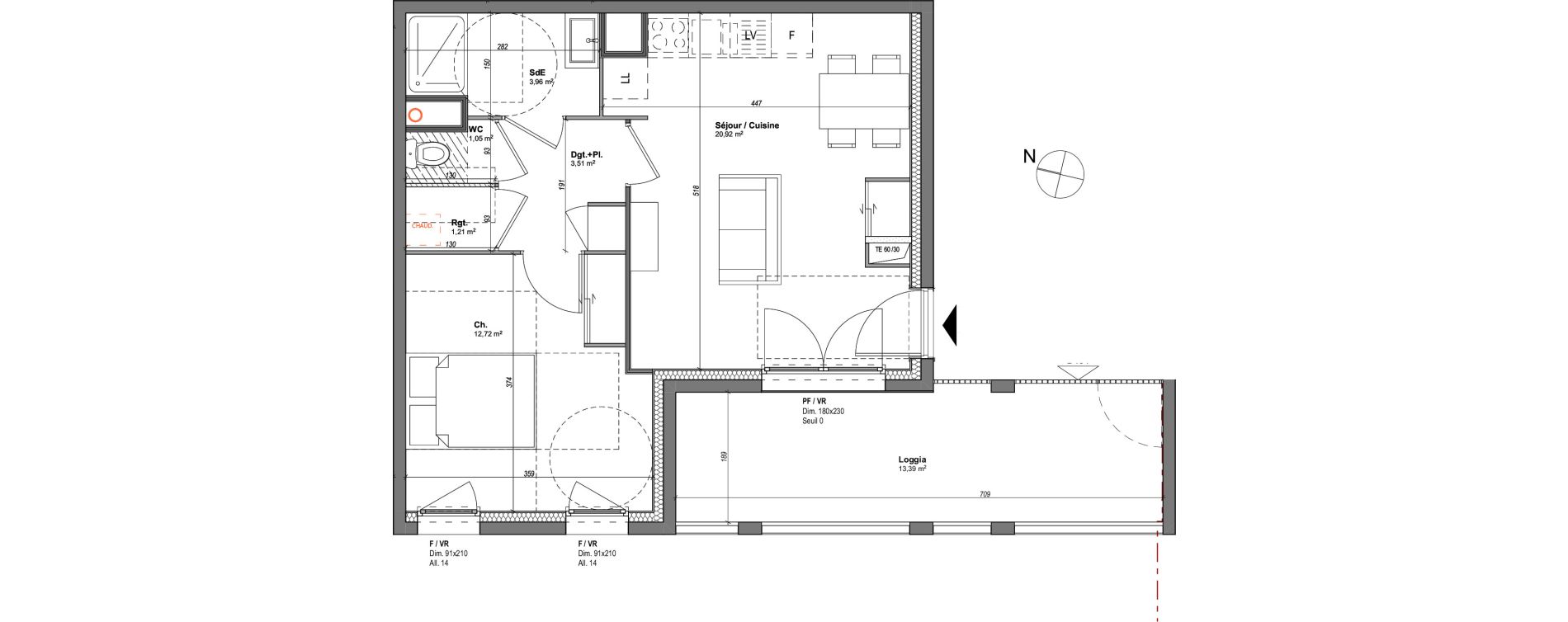Appartement T2 de 43,37 m2 &agrave; Saint-&Eacute;tienne La manufacture