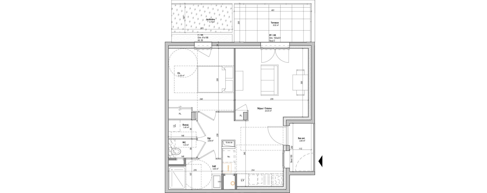 Appartement T2 de 45,41 m2 &agrave; Saint-&Eacute;tienne La manufacture