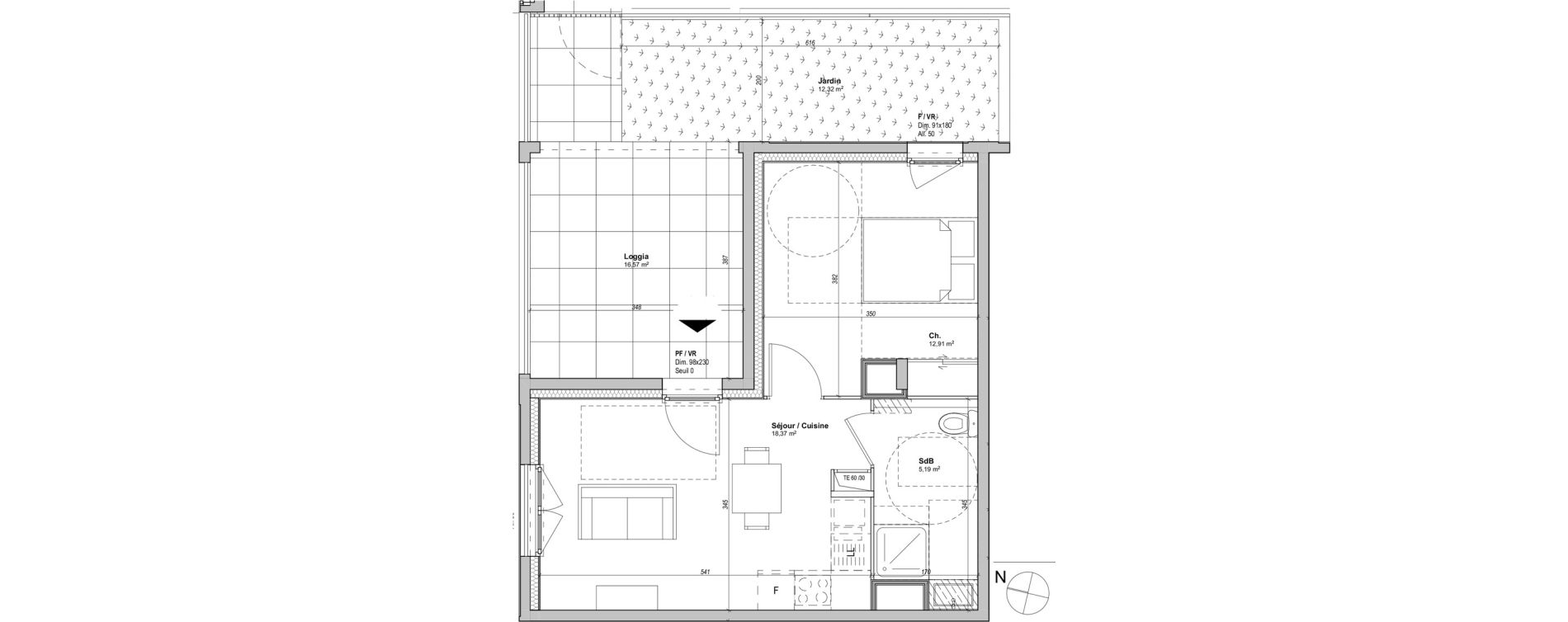 Appartement T2 de 36,47 m2 &agrave; Saint-&Eacute;tienne La manufacture