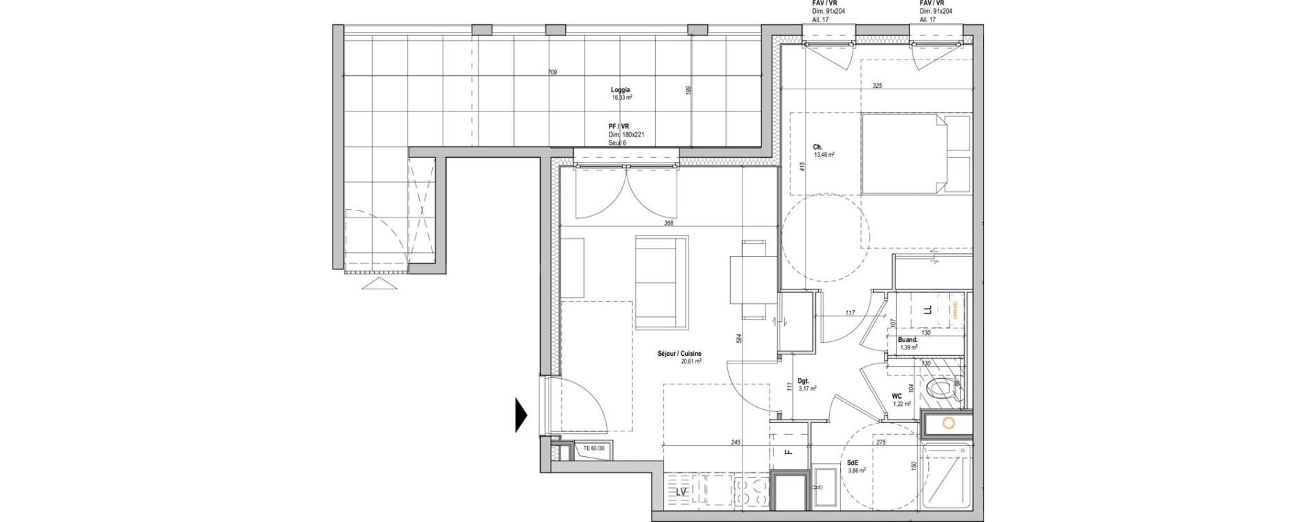 Appartement T2 de 43,71 m2 &agrave; Saint-&Eacute;tienne La manufacture