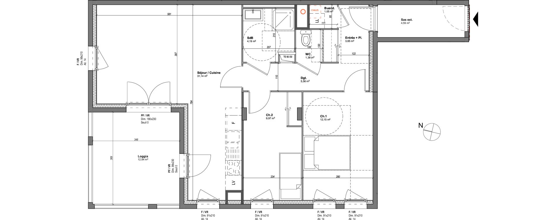 Appartement T3 de 69,09 m2 &agrave; Saint-&Eacute;tienne La manufacture