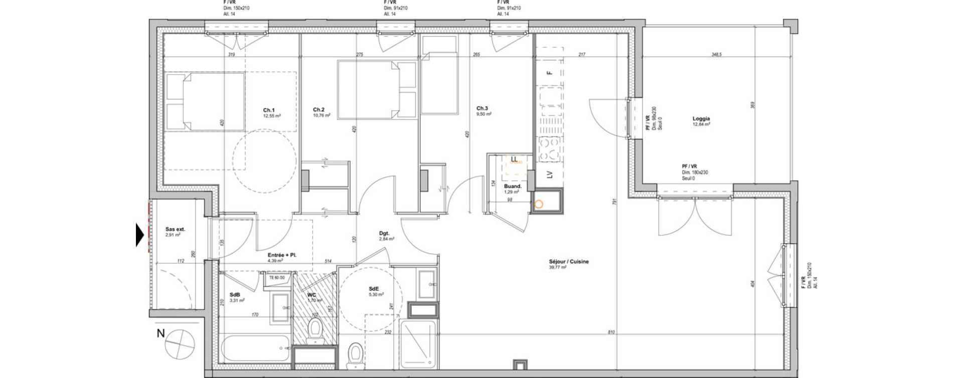 Appartement T4 de 91,41 m2 &agrave; Saint-&Eacute;tienne La manufacture