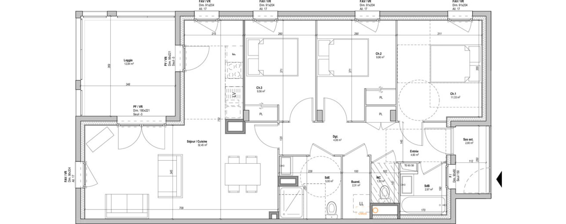 Appartement T4 de 83,74 m2 &agrave; Saint-&Eacute;tienne La manufacture