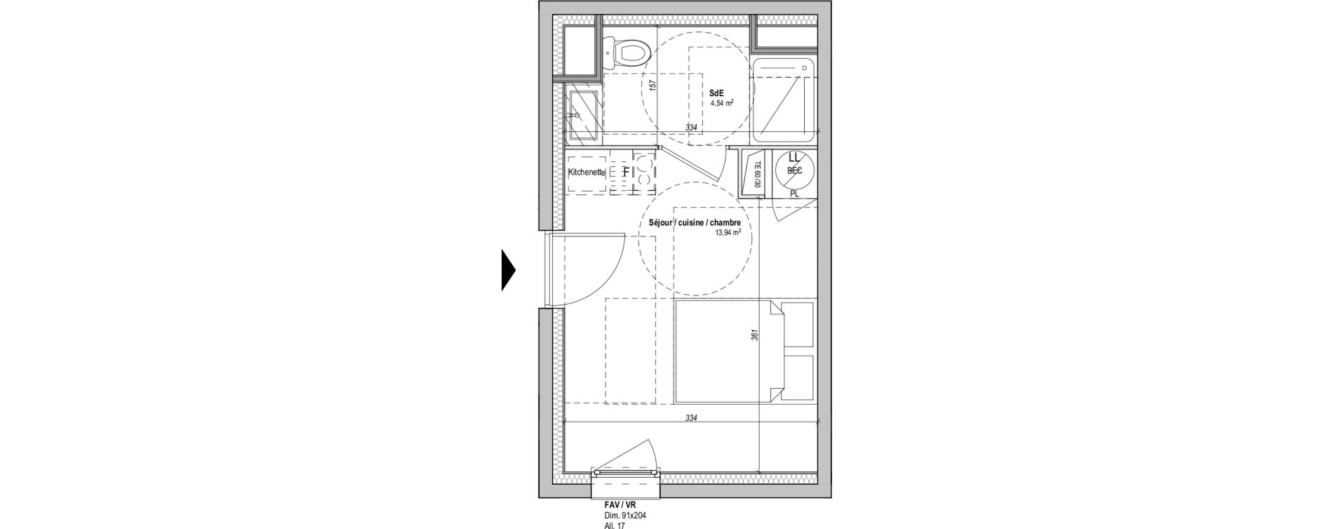 Appartement T1 de 18,48 m2 &agrave; Saint-&Eacute;tienne La manufacture