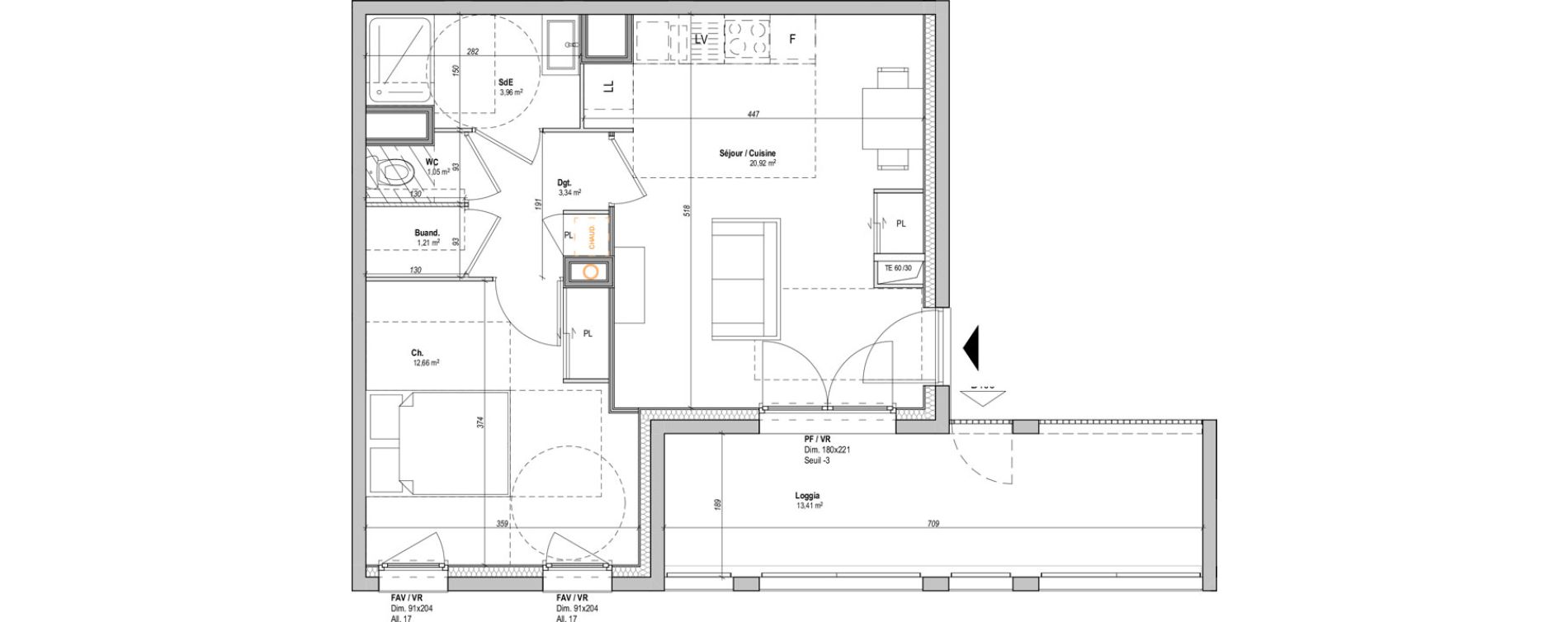 Appartement T2 de 43,14 m2 &agrave; Saint-&Eacute;tienne La manufacture