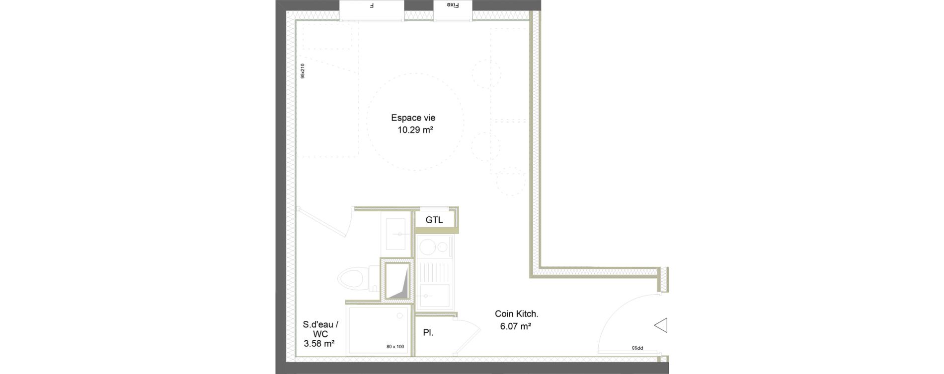 Appartement T1 meubl&eacute; de 19,94 m2 &agrave; Saint-&Eacute;tienne La marandini&egrave;re