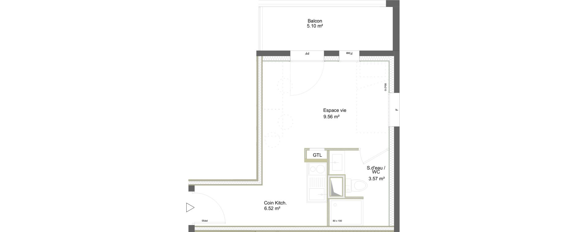 Appartement T1 meubl&eacute; de 19,65 m2 &agrave; Saint-&Eacute;tienne La marandini&egrave;re