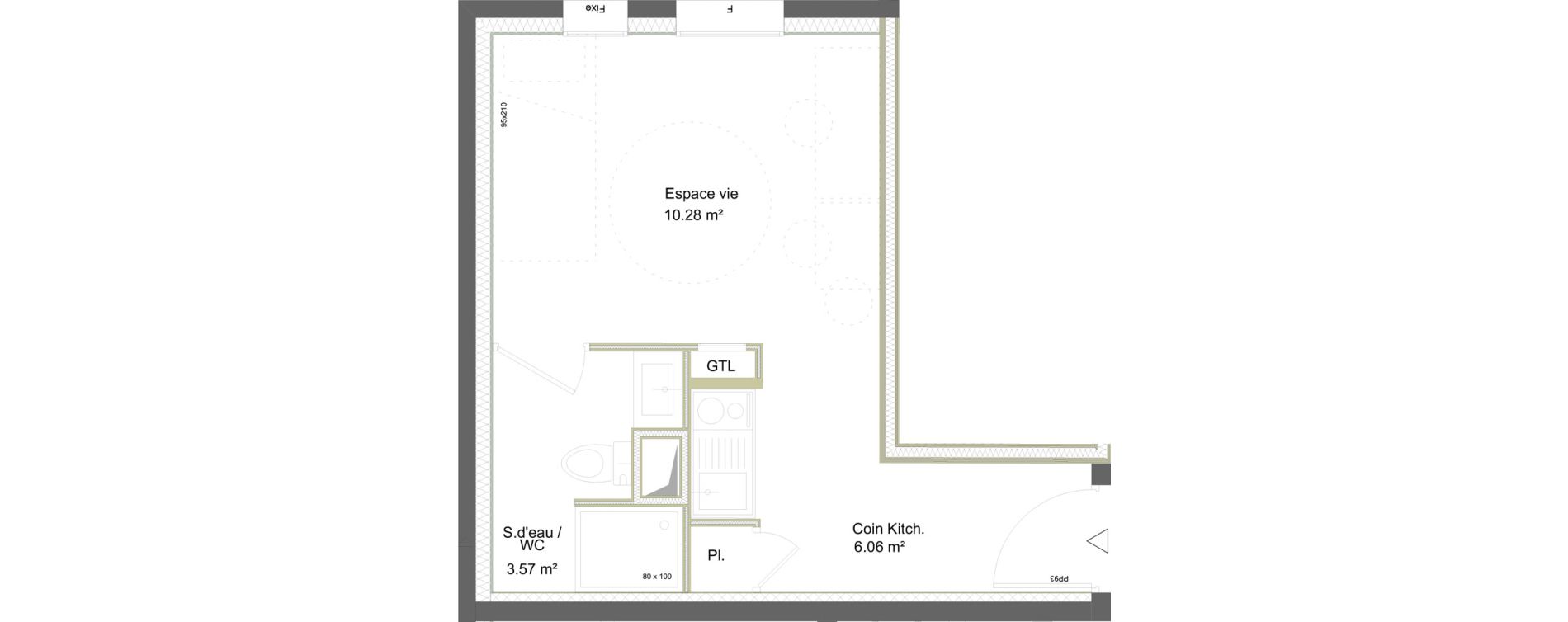 Appartement T1 meubl&eacute; de 19,91 m2 &agrave; Saint-&Eacute;tienne La marandini&egrave;re