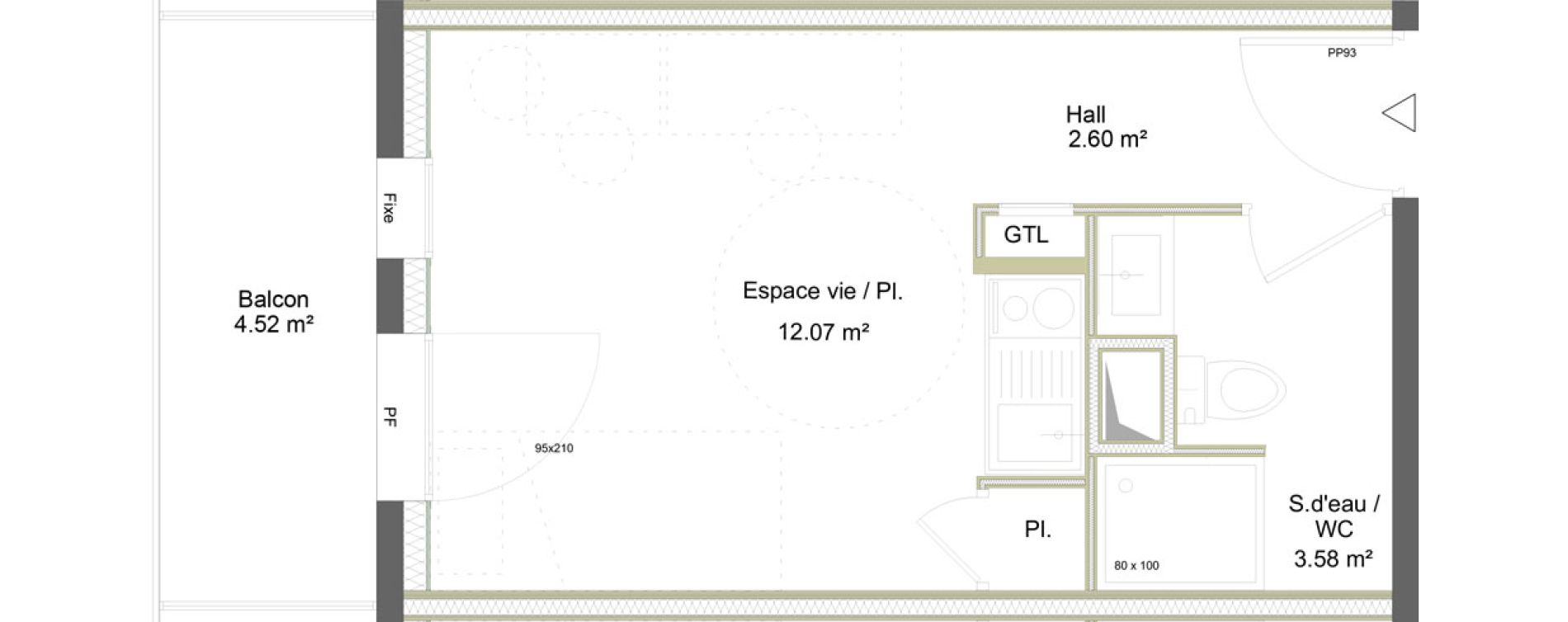 Appartement T1 meubl&eacute; de 18,25 m2 &agrave; Saint-&Eacute;tienne La marandini&egrave;re