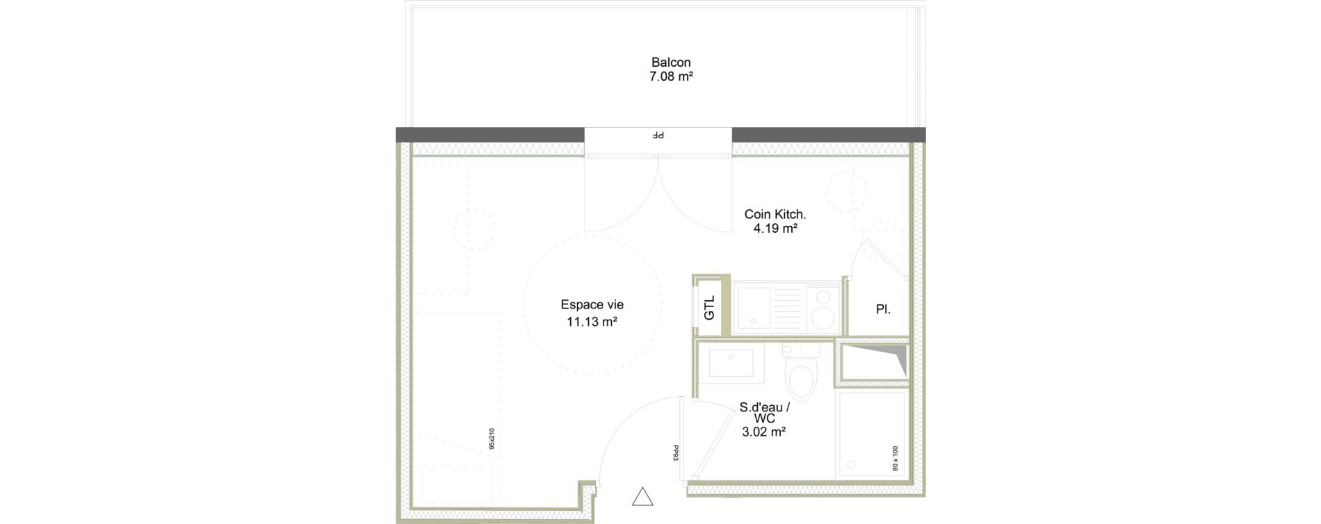 Appartement T1 meubl&eacute; de 18,34 m2 &agrave; Saint-&Eacute;tienne La marandini&egrave;re