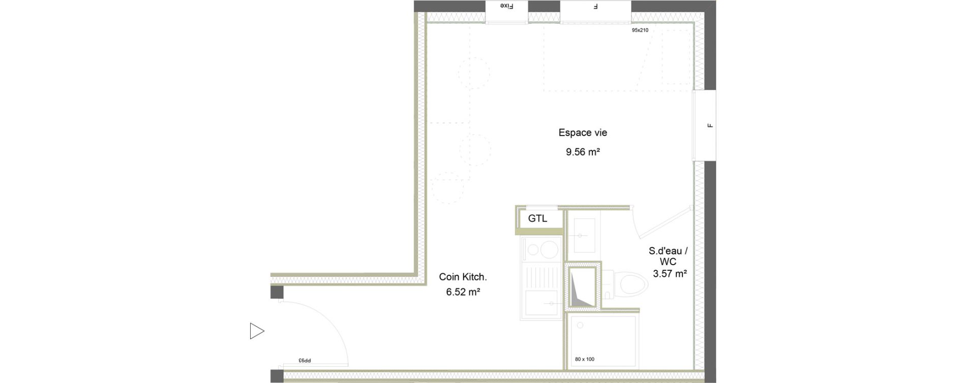 Appartement T1 meubl&eacute; de 19,65 m2 &agrave; Saint-&Eacute;tienne La marandini&egrave;re