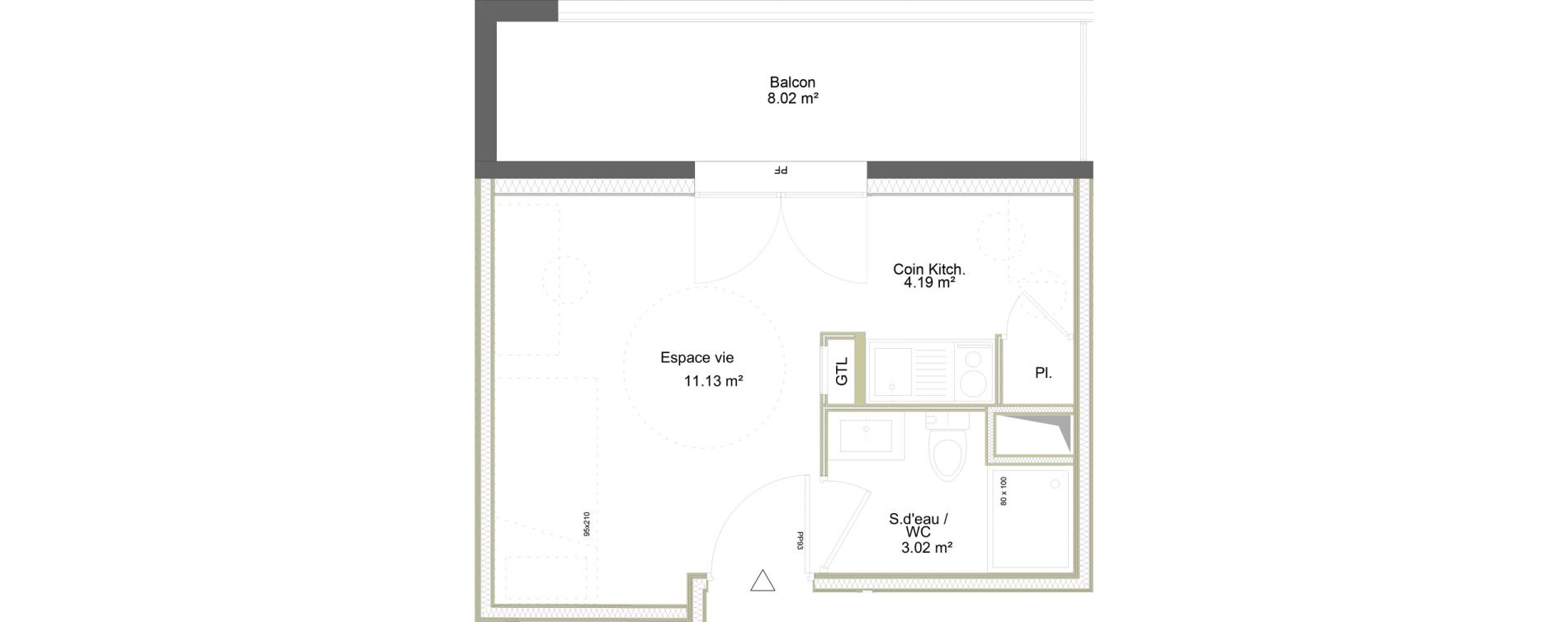 Appartement T1 meubl&eacute; de 18,34 m2 &agrave; Saint-&Eacute;tienne La marandini&egrave;re