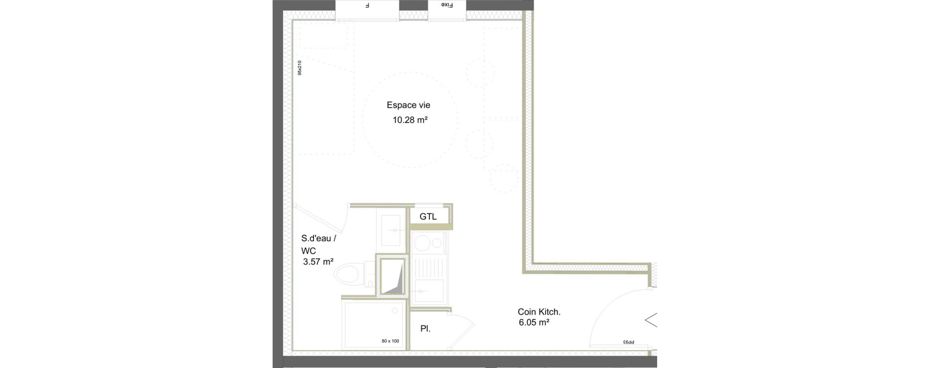 Appartement T1 meubl&eacute; de 19,91 m2 &agrave; Saint-&Eacute;tienne La marandini&egrave;re