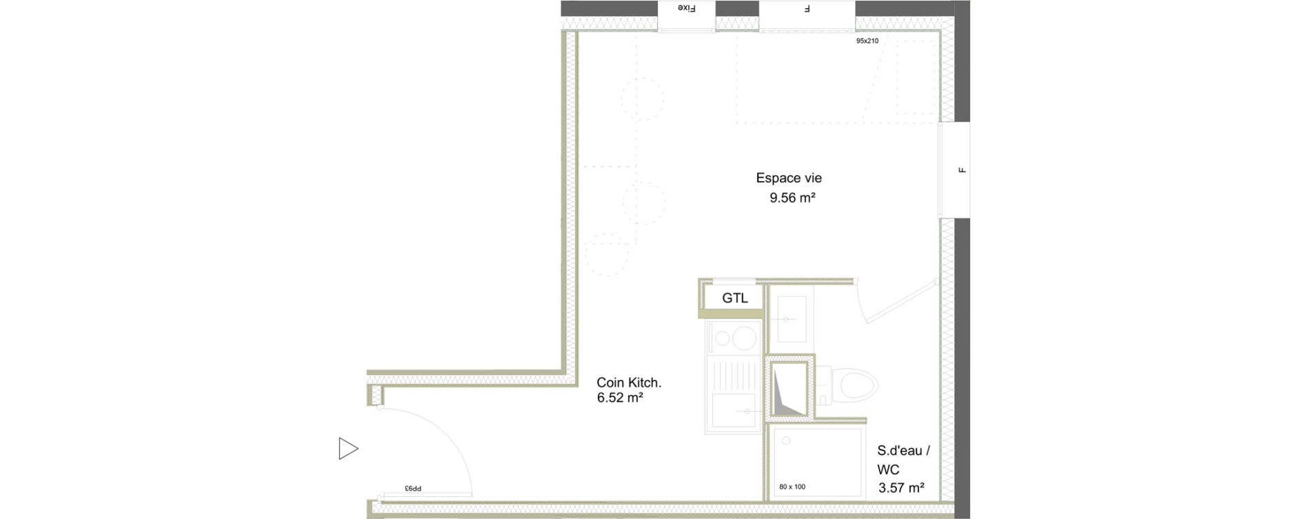 Appartement T1 meubl&eacute; de 19,65 m2 &agrave; Saint-&Eacute;tienne La marandini&egrave;re