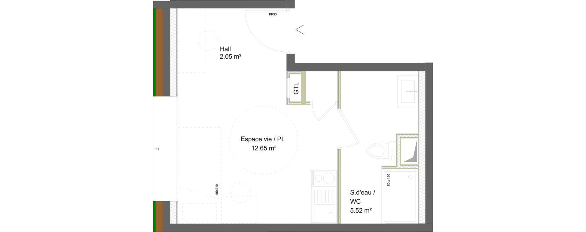 Appartement T1 meubl&eacute; de 20,22 m2 &agrave; Saint-&Eacute;tienne La marandini&egrave;re