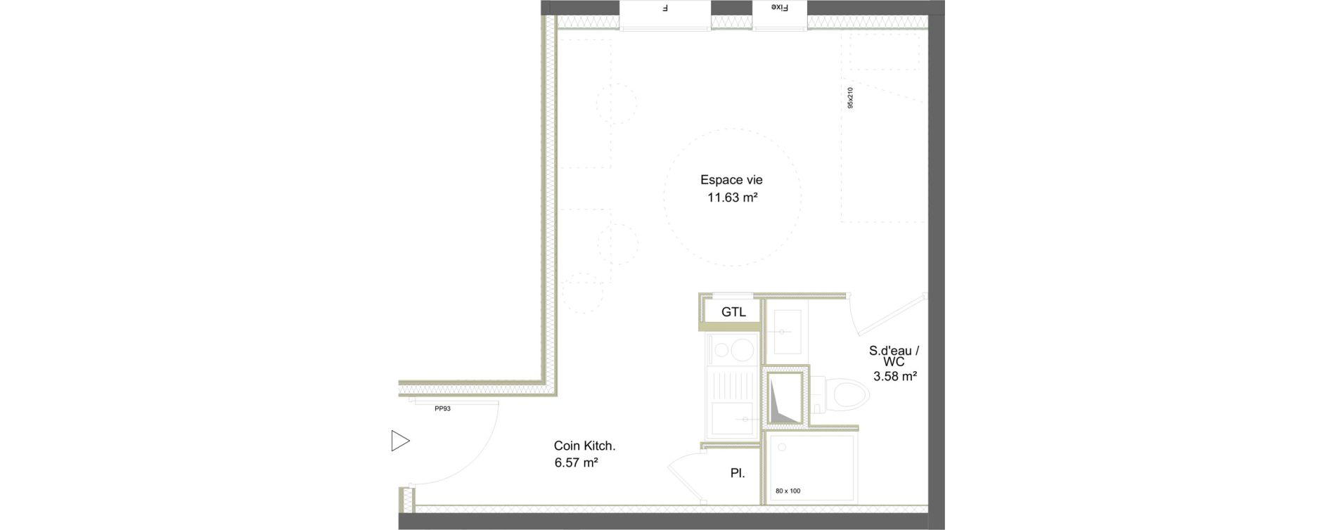 Appartement T1 meubl&eacute; de 21,78 m2 &agrave; Saint-&Eacute;tienne La marandini&egrave;re