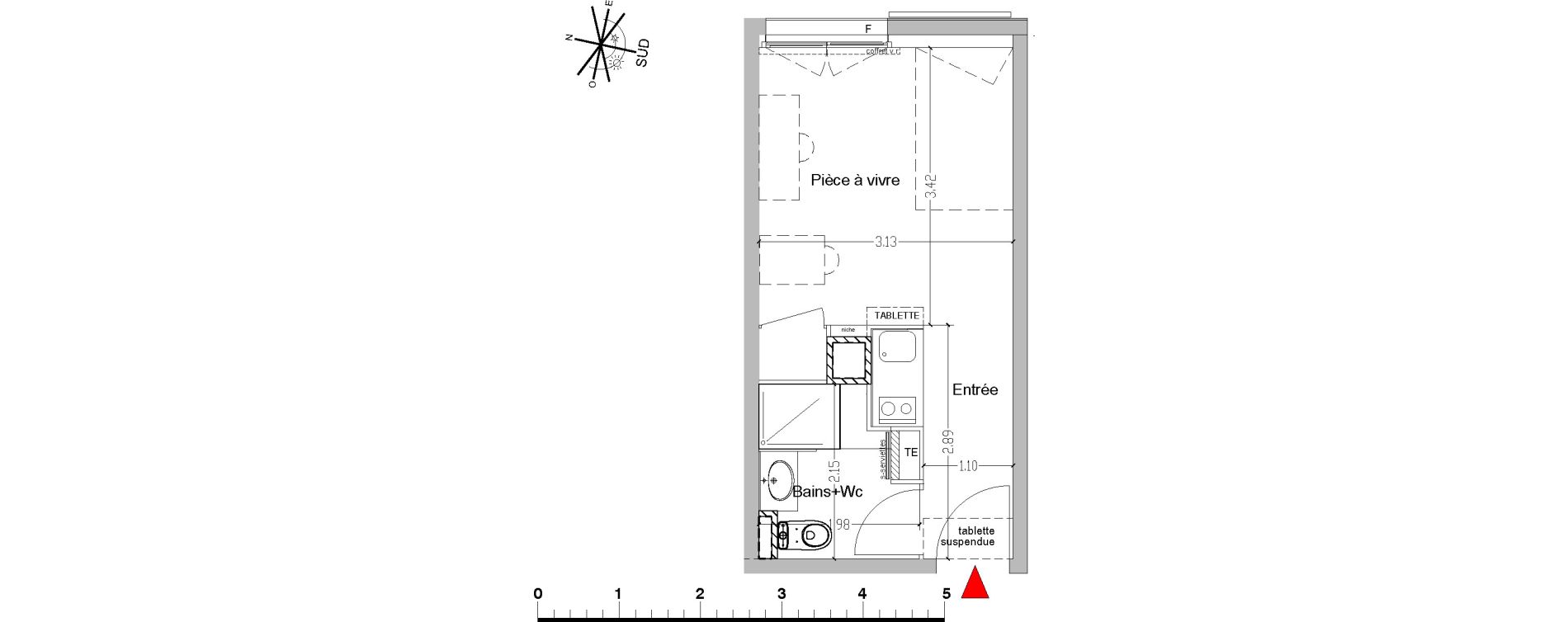 Appartement T1 de 18,84 m2 &agrave; Saint-&Eacute;tienne Centre