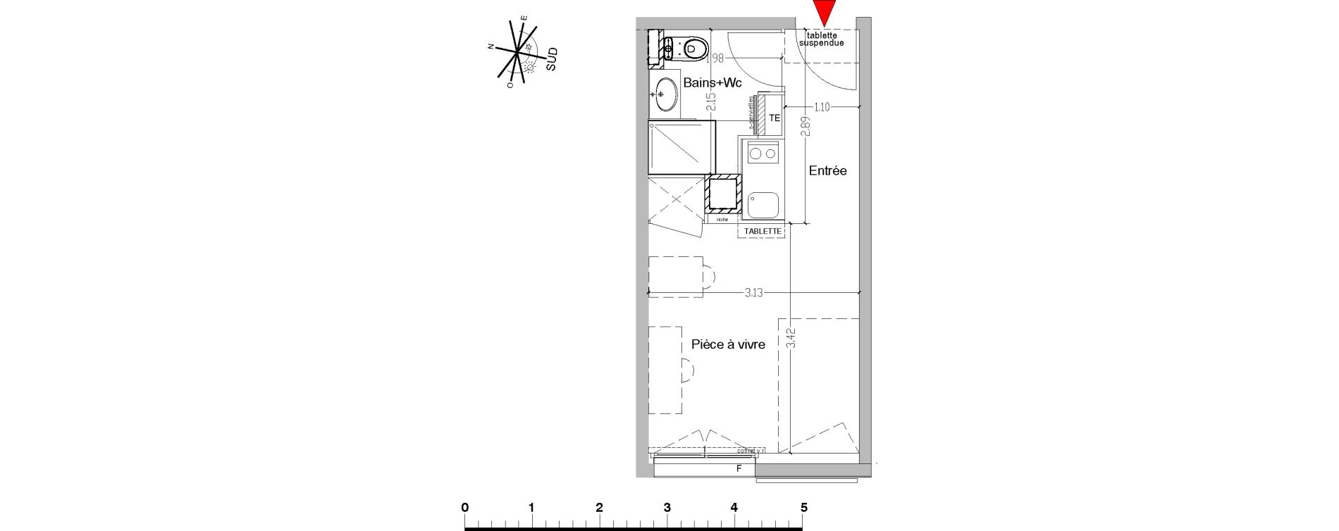 Appartement T1 de 18,84 m2 &agrave; Saint-&Eacute;tienne Centre