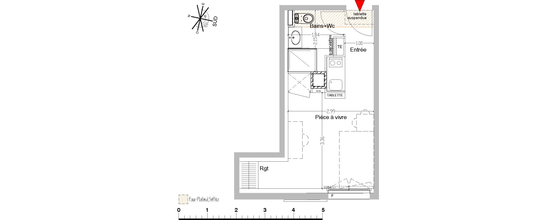 Appartement T1 de 19,26 m2 &agrave; Saint-&Eacute;tienne Centre