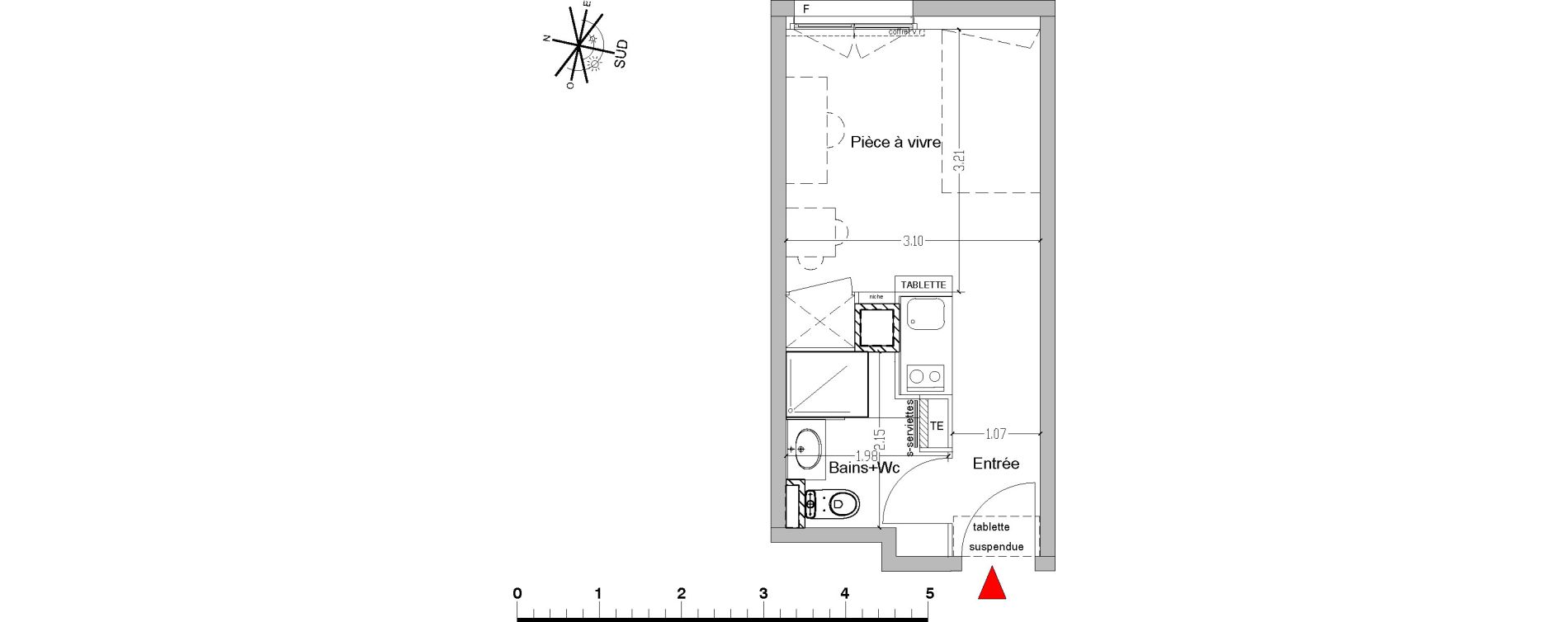 Appartement T1 de 18,60 m2 &agrave; Saint-&Eacute;tienne Centre