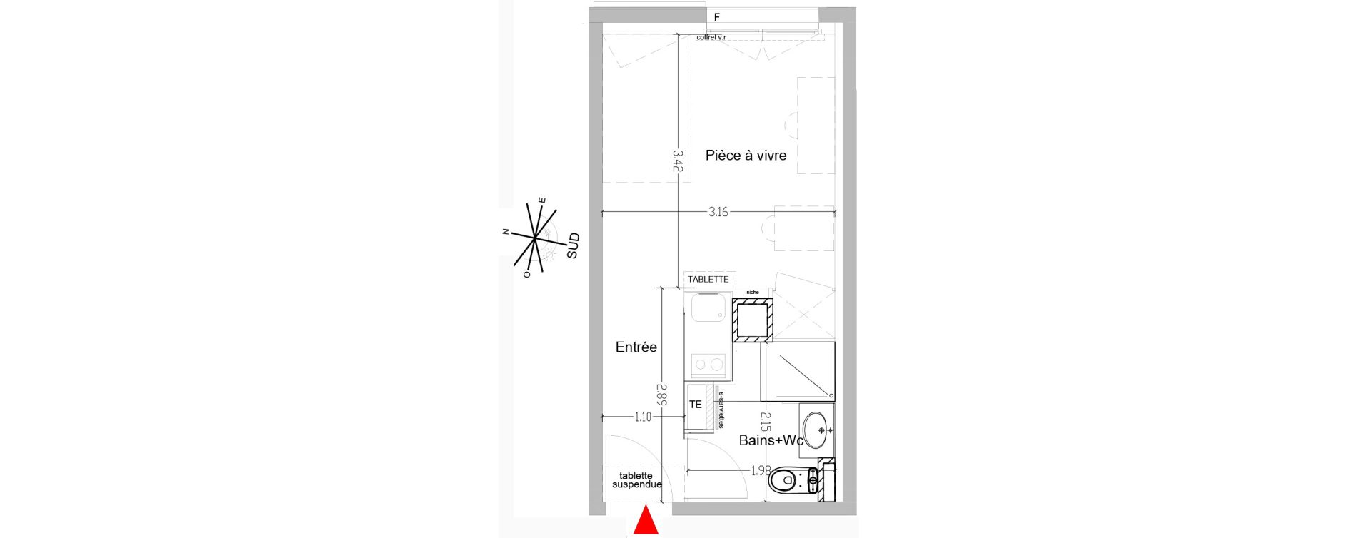 Appartement T1 de 18,87 m2 &agrave; Saint-&Eacute;tienne Centre