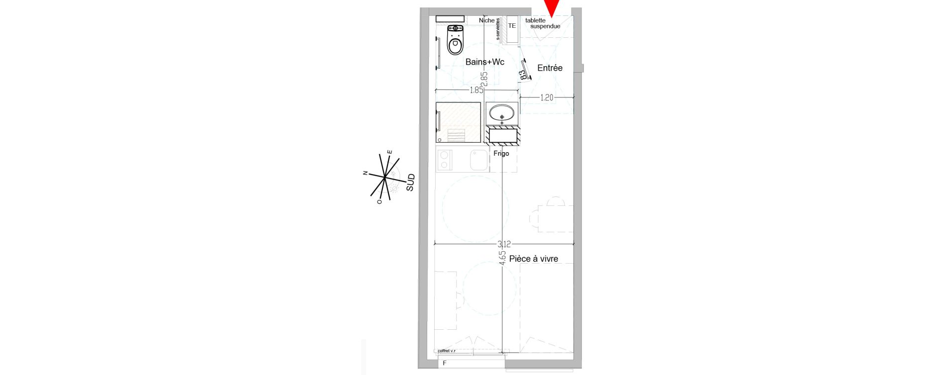 Appartement T1 de 22,62 m2 &agrave; Saint-&Eacute;tienne Centre