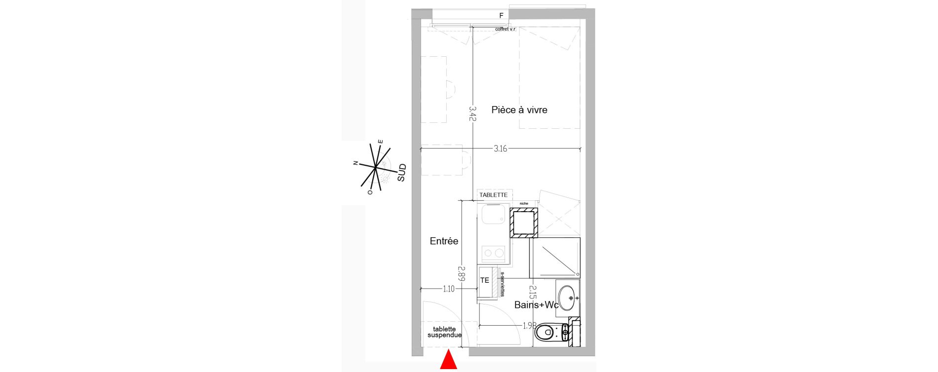 Appartement T1 de 18,87 m2 &agrave; Saint-&Eacute;tienne Centre