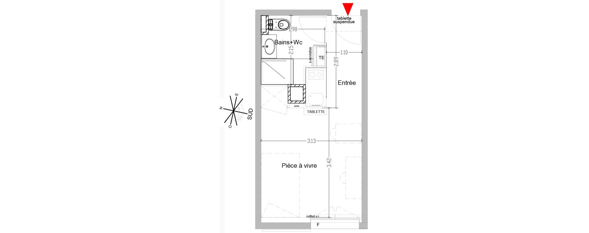 Appartement T1 de 18,84 m2 &agrave; Saint-&Eacute;tienne Centre