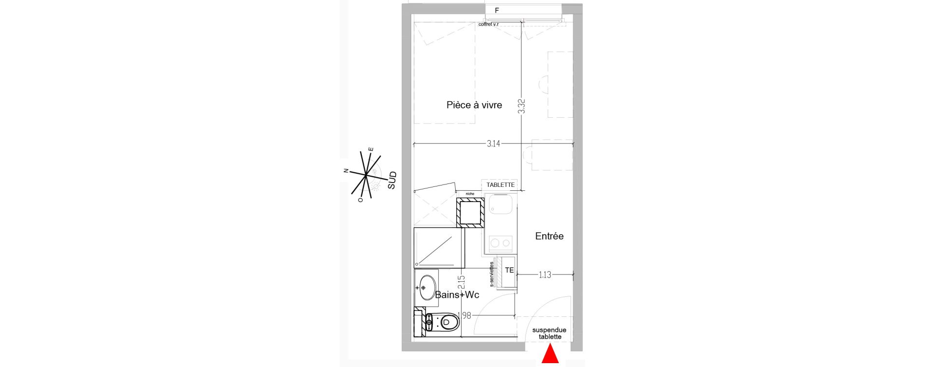 Appartement T1 de 18,74 m2 &agrave; Saint-&Eacute;tienne Centre