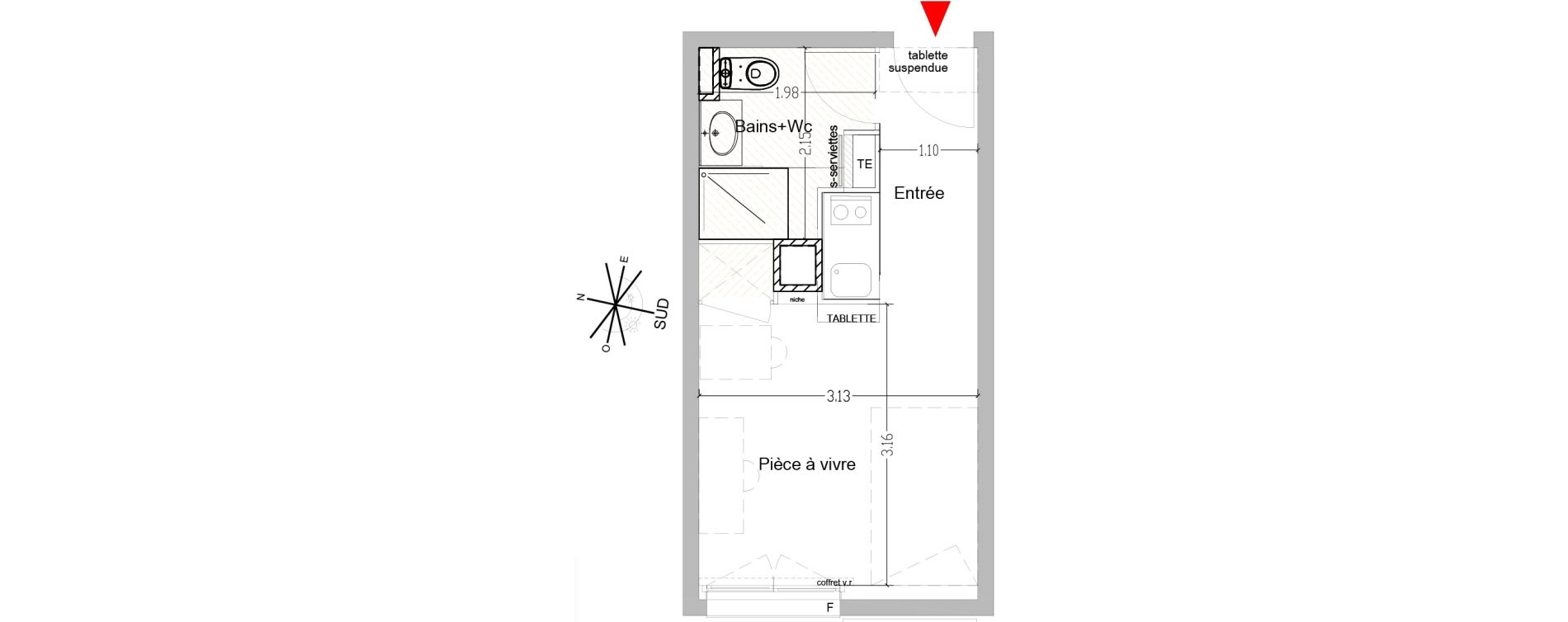 Appartement T1 de 18,04 m2 &agrave; Saint-&Eacute;tienne Centre