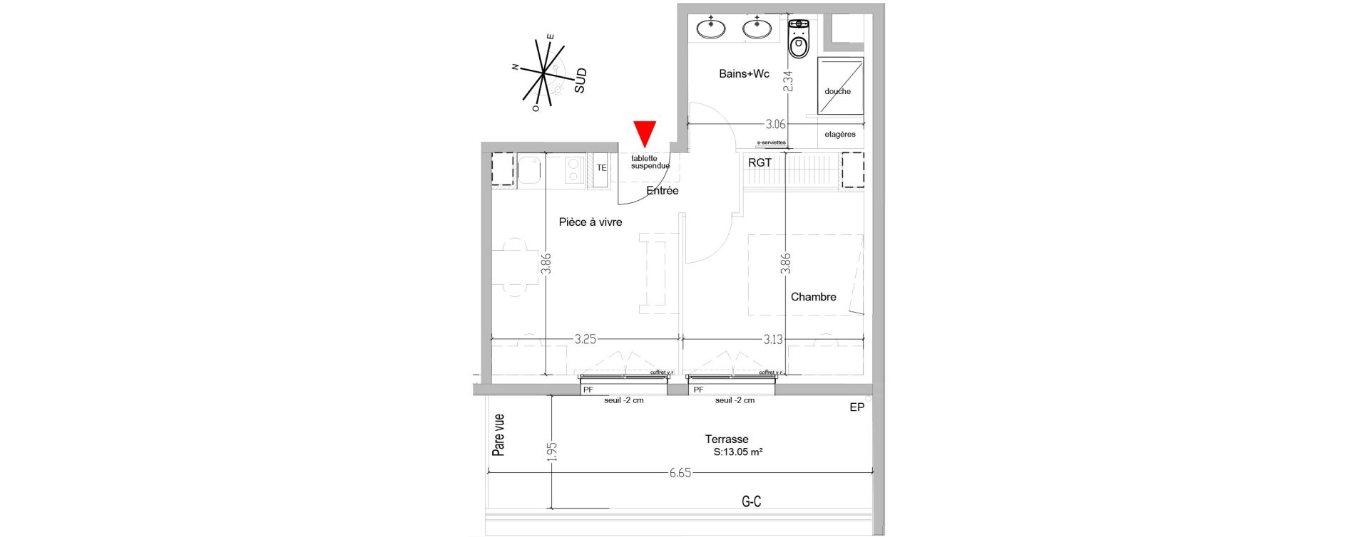 Appartement T2 de 30,35 m2 &agrave; Saint-&Eacute;tienne Centre