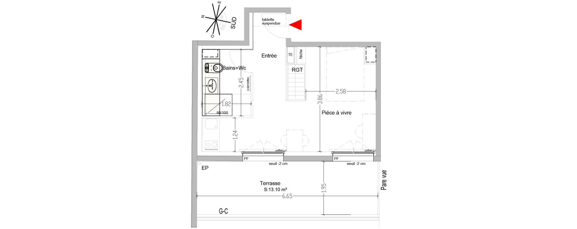 Appartement T1 de 24,95 m2 &agrave; Saint-&Eacute;tienne Centre