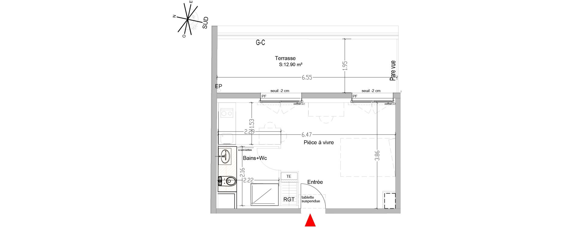 Appartement T1 de 23,46 m2 &agrave; Saint-&Eacute;tienne Centre