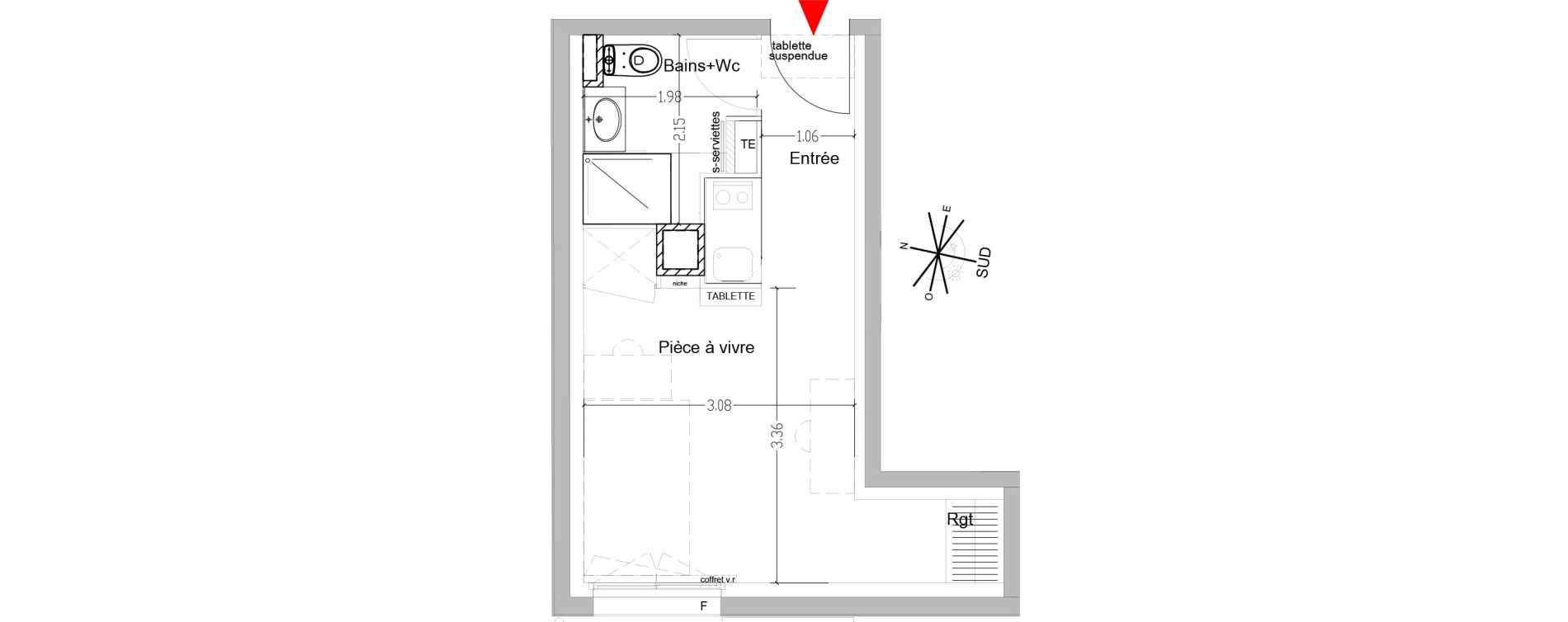 Appartement T1 de 19,86 m2 &agrave; Saint-&Eacute;tienne Centre