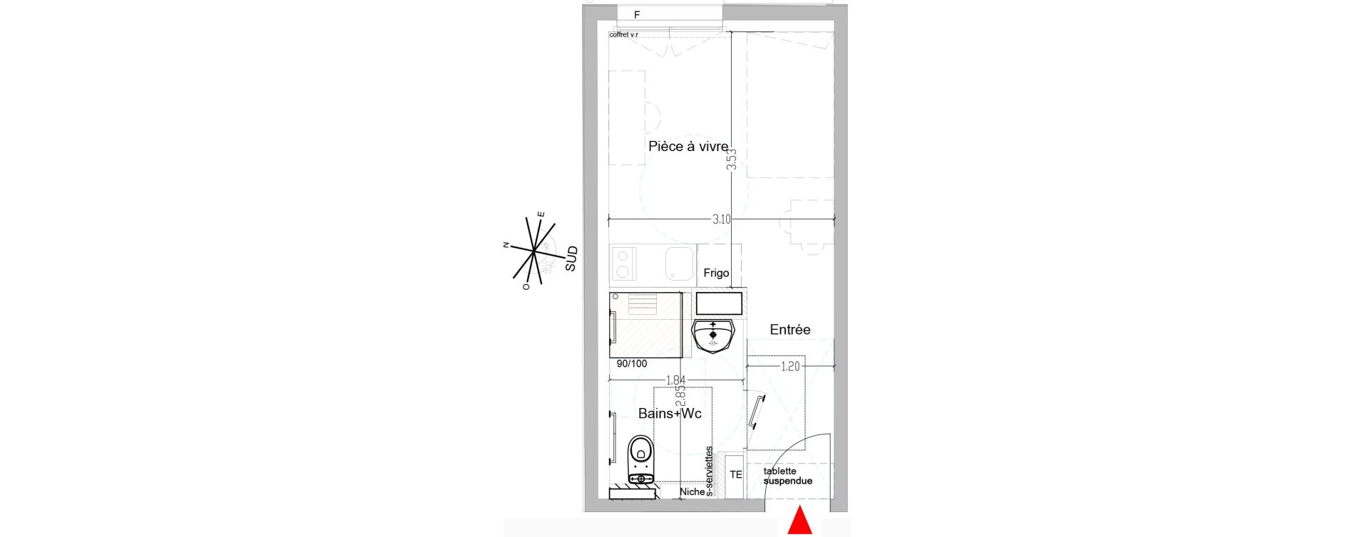 Appartement T1 de 19,03 m2 &agrave; Saint-&Eacute;tienne Centre