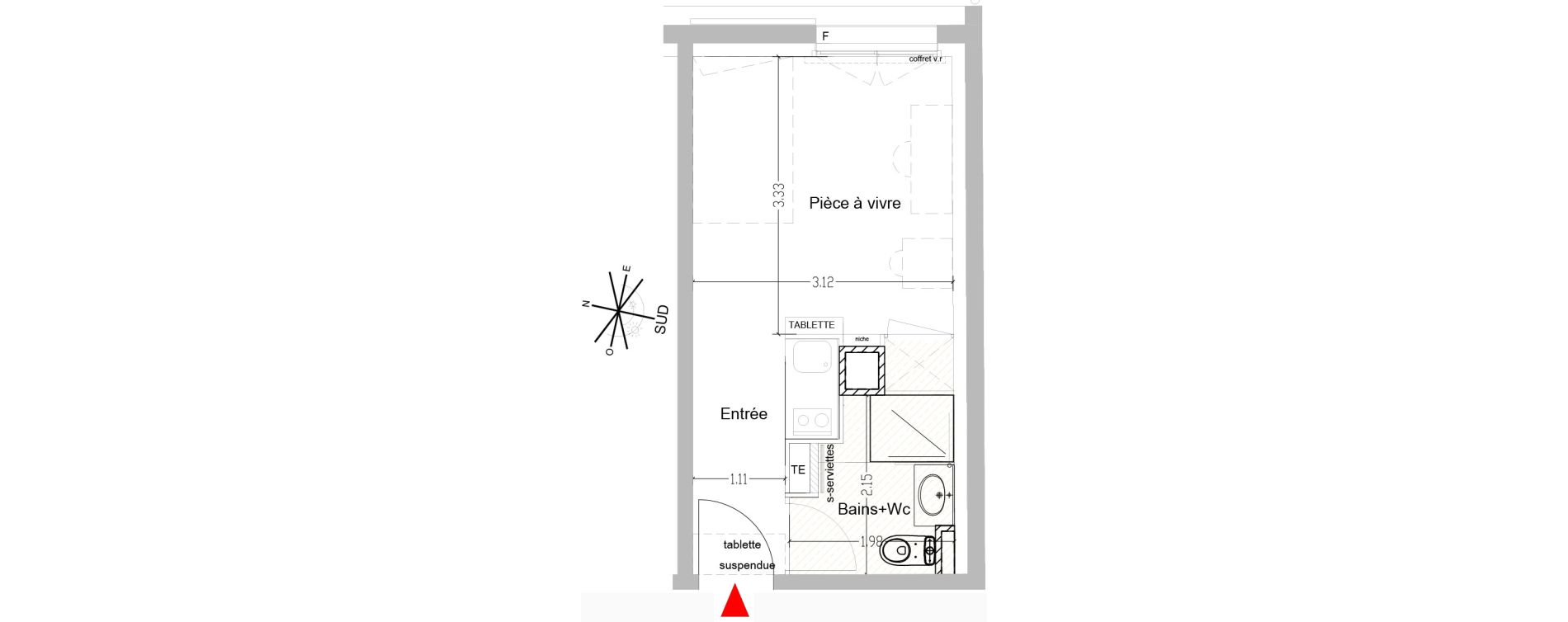 Appartement T1 de 18,48 m2 &agrave; Saint-&Eacute;tienne Centre
