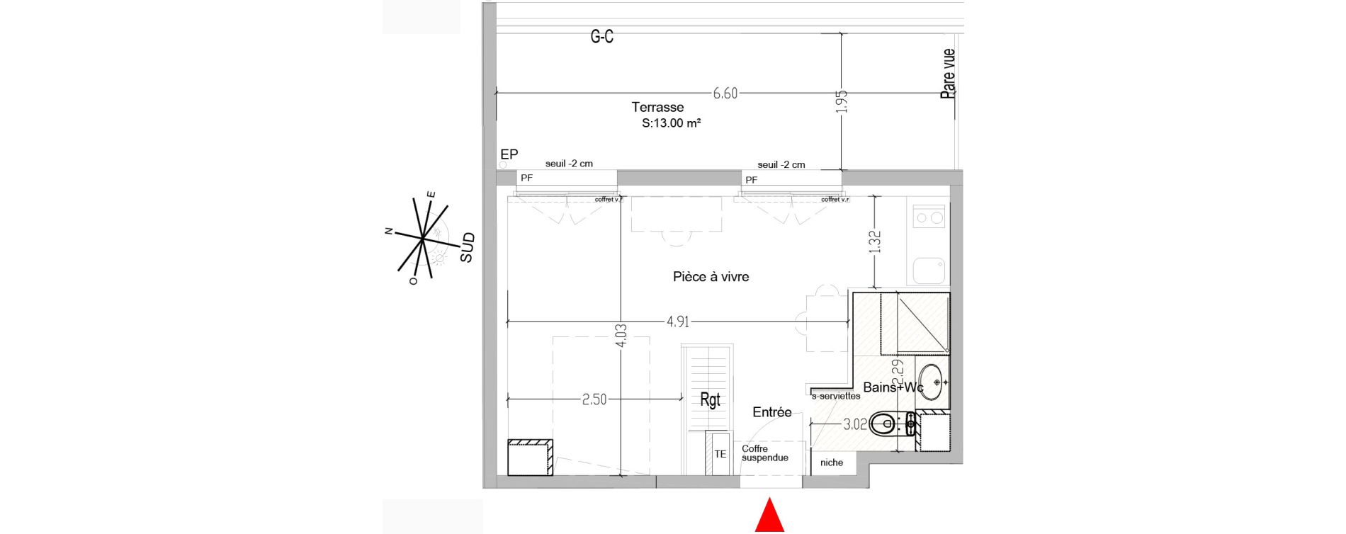 Appartement T1 de 23,89 m2 &agrave; Saint-&Eacute;tienne Centre