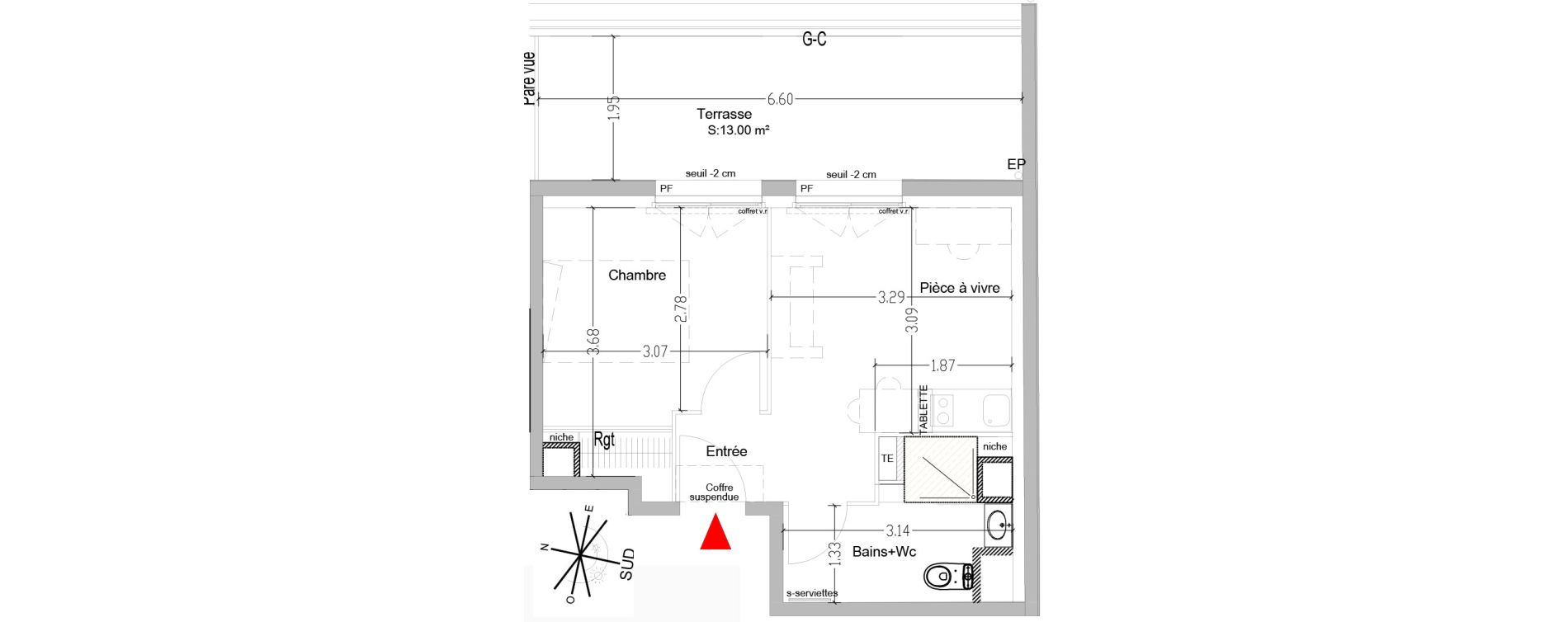 Appartement T2 de 28,05 m2 &agrave; Saint-&Eacute;tienne Centre