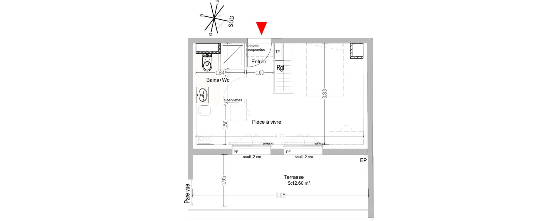 Appartement T1 de 22,87 m2 &agrave; Saint-&Eacute;tienne Centre