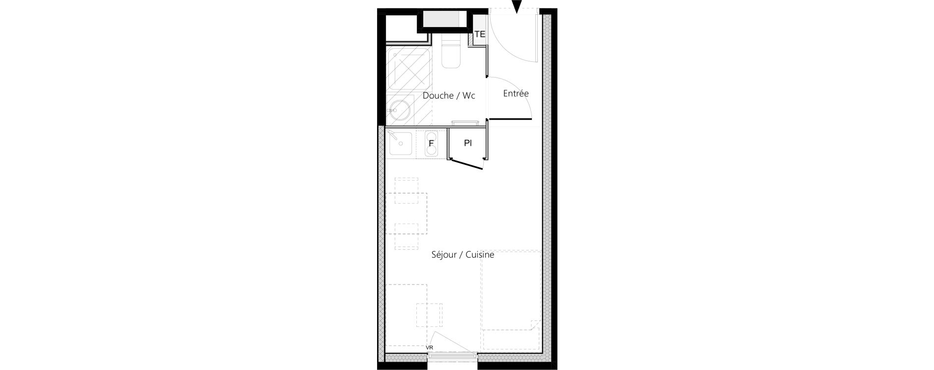 Appartement T1 meubl&eacute; de 18,97 m2 &agrave; Saint-&Eacute;tienne La palle