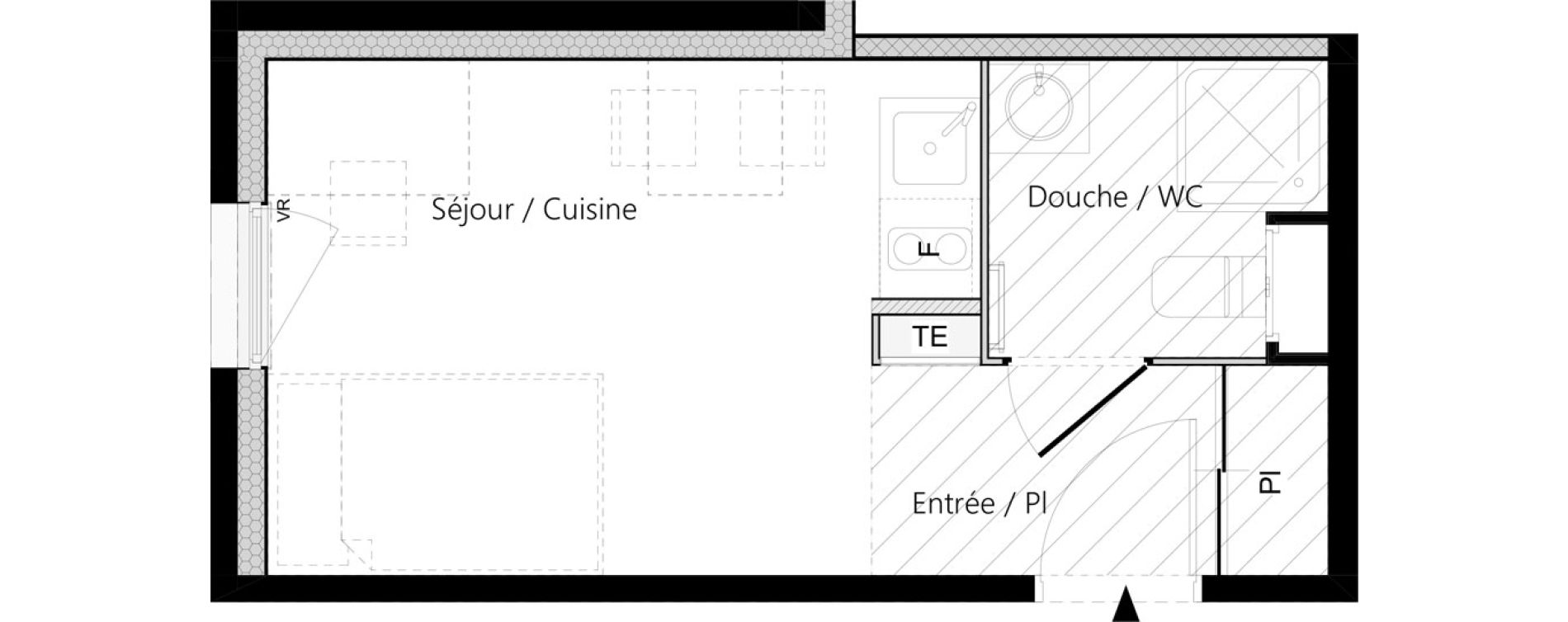 Appartement T1 meubl&eacute; de 18,64 m2 &agrave; Saint-&Eacute;tienne La palle