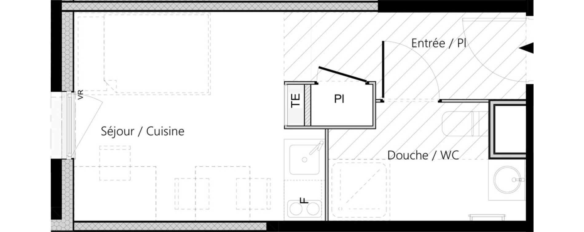 Appartement T1 meubl&eacute; de 19,31 m2 &agrave; Saint-&Eacute;tienne La palle