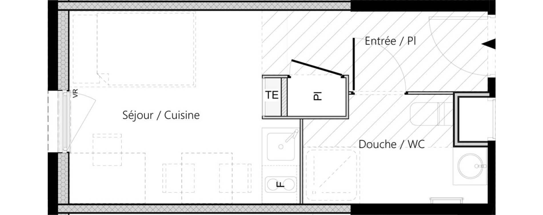 Appartement T1 meubl&eacute; de 19,31 m2 &agrave; Saint-&Eacute;tienne La palle