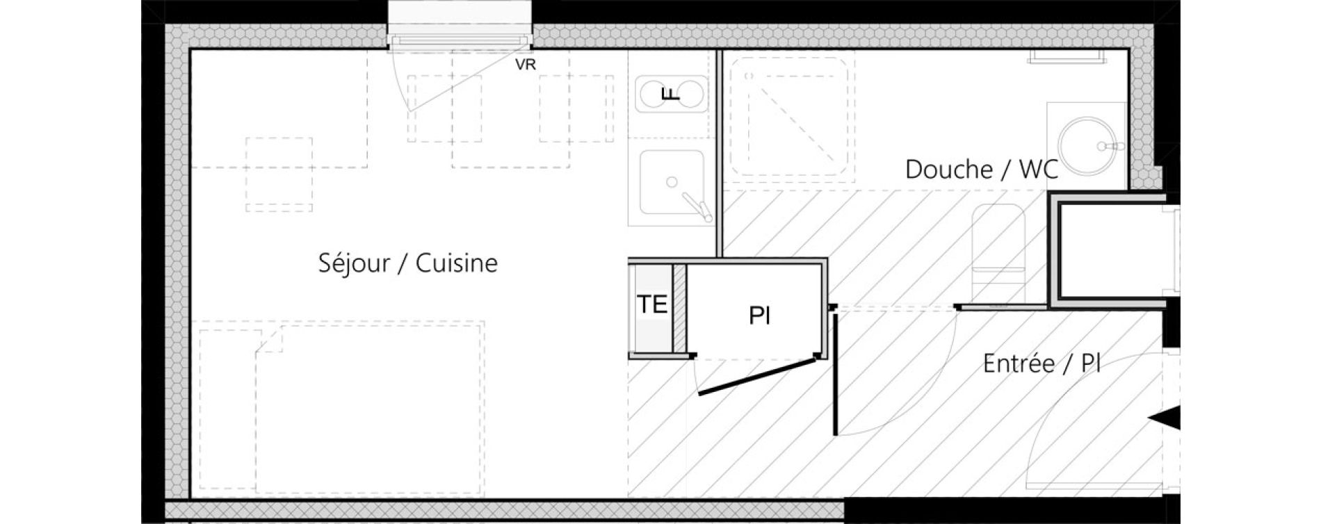 Appartement T1 meubl&eacute; de 18,83 m2 &agrave; Saint-&Eacute;tienne La palle