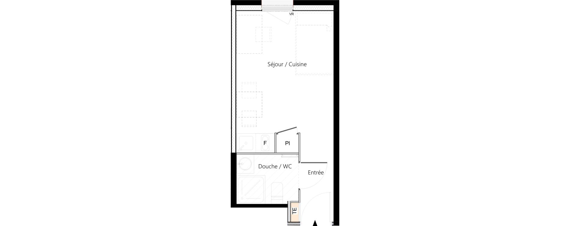 Appartement T1 meubl&eacute; de 18,89 m2 &agrave; Saint-&Eacute;tienne La palle