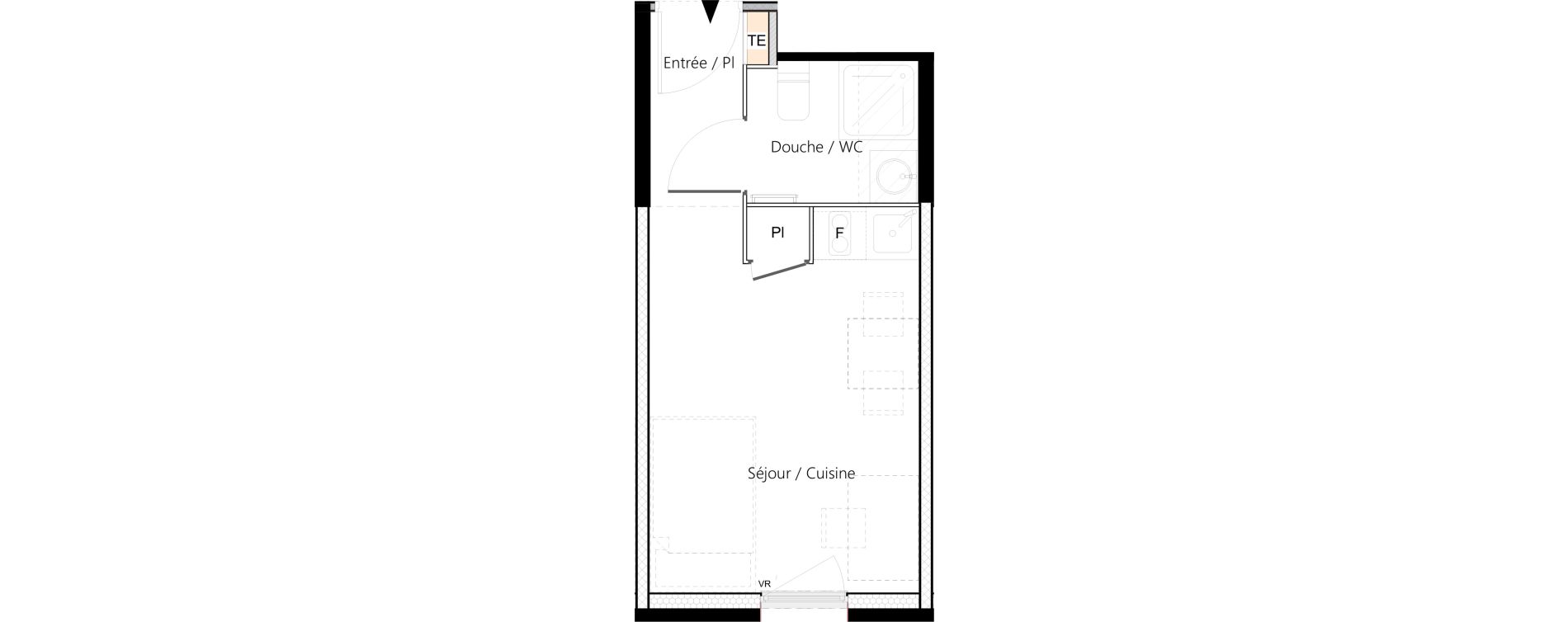 Appartement T1 meubl&eacute; de 18,89 m2 &agrave; Saint-&Eacute;tienne La palle