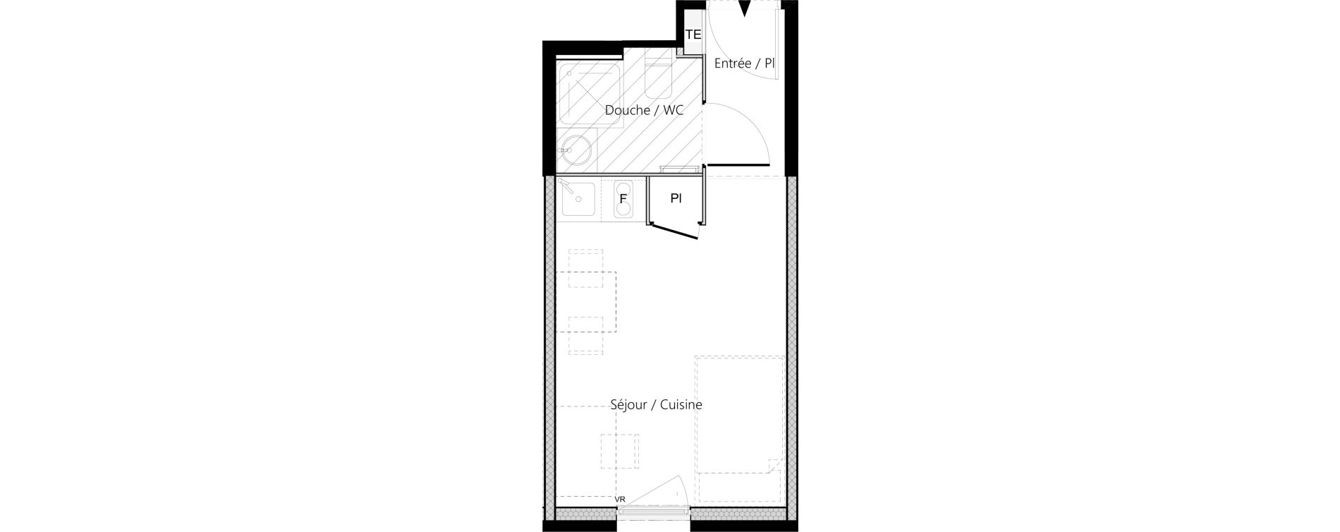 Appartement T1 meubl&eacute; de 18,92 m2 &agrave; Saint-&Eacute;tienne La palle