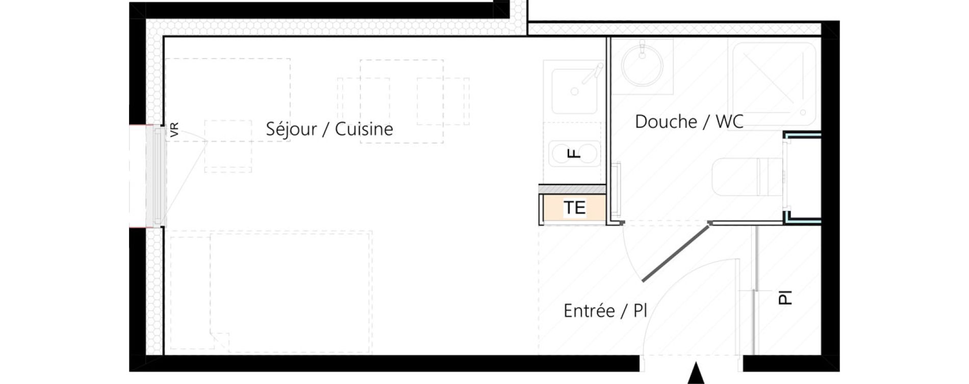 Appartement T1 meubl&eacute; de 18,62 m2 &agrave; Saint-&Eacute;tienne La palle