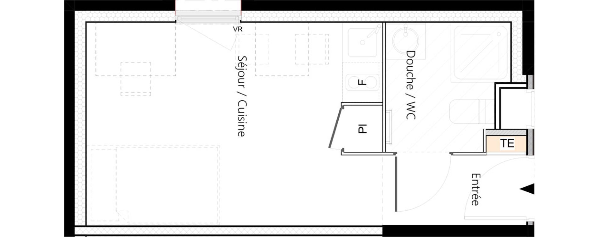 Appartement T1 meubl&eacute; de 19,26 m2 &agrave; Saint-&Eacute;tienne La palle